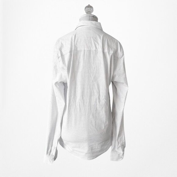 Zara White Blue Polka Dot Button Down Shirt Top Size S - Picture 5 of 6
